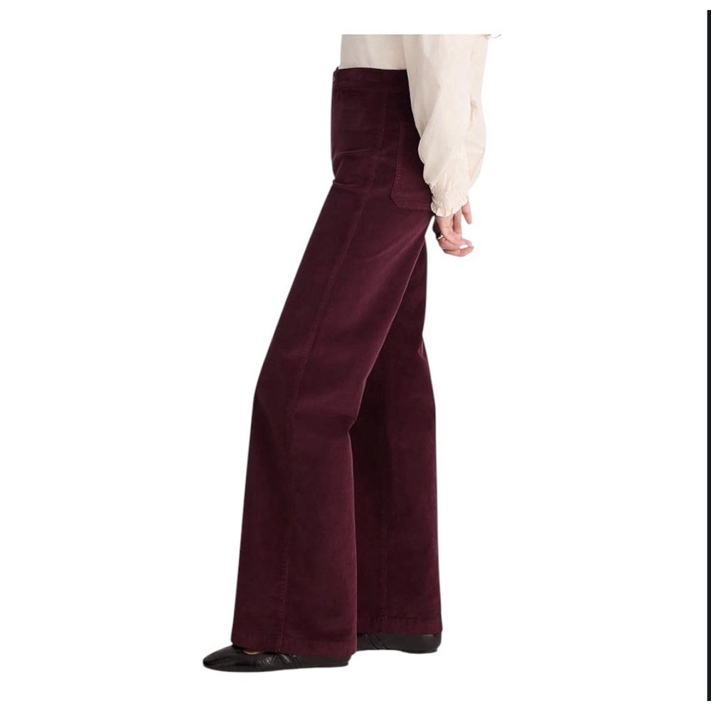 Madewell Emmett Wide Leg Corduroy Pants Dark Burgundy Mid Rise Womens 26 X 27